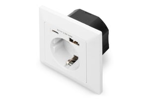 Digitus Sicherheitssteckdose für Unterputzmontage mit 1x USB Type-C™, 1x USB A