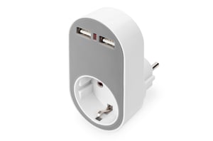 Digitus Universelles USB-Steckernetzteil mit 2 USB-A-Anschlüssen und integriertem Netzanschluss