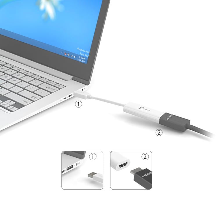 j5create JUA254 zewnętrzna karta graficzna usb 2048 x 1152 px Biały