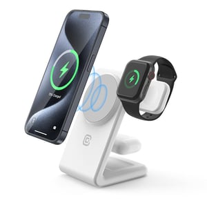 Crong MagSpot Pivot Stand - Ładowarka bezprzewodowa 3w1 z MagSafe do iPhone, Apple Watch i AirPod...