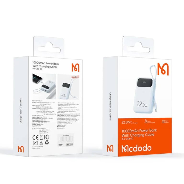 фото Зовнішній акумулятор (павербанк) Mcdodo MC-3244 10000 mAh Light Blue