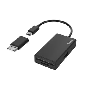 Hama 00200125 USB 2.0/Micro-USB-Kartenleser, schwarz