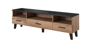 Cama stolik RTV LOTTA 180cm dąb wotan + czarny mat