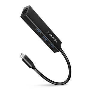Axagon HMC-GL3A USB-C Hub with 3x USB-A and Gbit LAN, Black Wired USB 3.2 Gen 1 (3.1 Gen 1) Type-C, Black