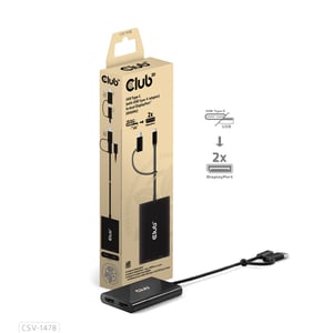 CLUB3D CSV-1478 rozgałęziacz telewizyjny USB Type-C 2x DisplayPort
