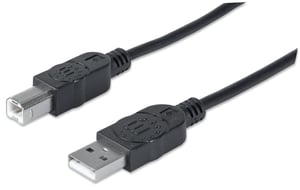 Manhattan 333382 USB 2.0 Cable, 3 m, USB A to USB B, 0.48 Gbit/s, Black