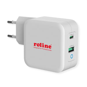 ROLINE 19.11.1041 Ladegerät für mobile Geräte, universell, weiß, Wechselstrom, Schnellladung, intern