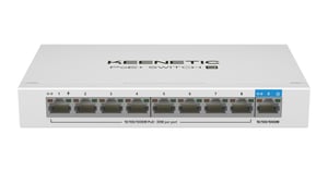 Keenetic PoE+ Switch 9 Gigabit-switch med 9 portar, varav 8 PoE+-portar och en sammanlagd effekt på 120 W