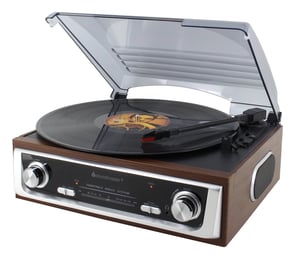 Soundmaster PL196H obrotowy talerz gramofonu Czarny, Srebrny, Drewno