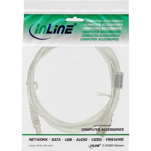 InLine 34535 kabel USB 3 m USB A USB B 0,48 Gbit/s Przezroczysty