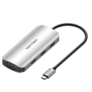 Vention TOIHB Wired USB 3.2 Gen 1 (3.1 Gen 1) Type-C Docking Station, Silver