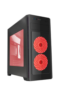 Gembird ATX-Gehäuse Fornax 1000R – Lüfter mit roten LEDs, USB 3.0, Midi-Tower, schwarz