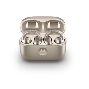 Motorola Moto Buds Loop – Kopfhörer-Set, kabellos, Ohrbügel, Anrufe/Musik/Sport/Alltag, Bluetooth, Beige