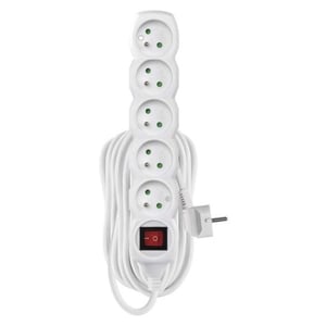 Emos 1902151008 10 m Power Strip, 5 Outlets, Indoor, White
