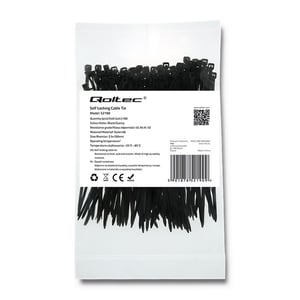 Qoltec 52190 kabelband Kabelband för stege Nylon Svart 100 st.