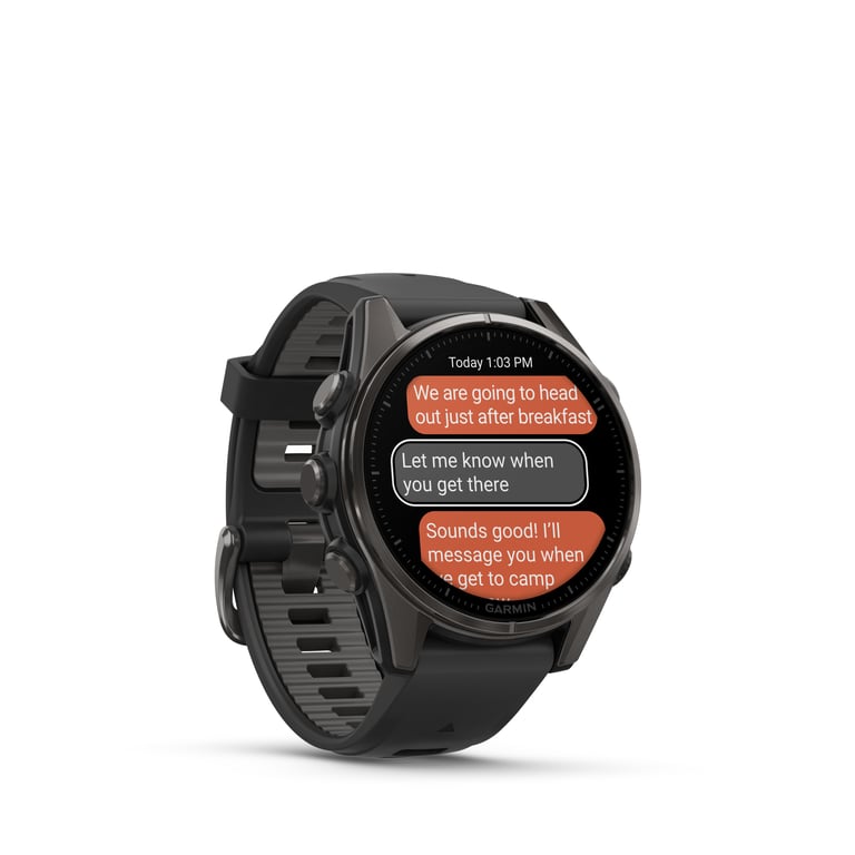 фото Смарт-годинник Garmin Fenix 8 43mm Amoled Sapphire Carbon Gray DLC Tit. w. Black/Pebble Gray S. Band (010-02903-20/21/28)