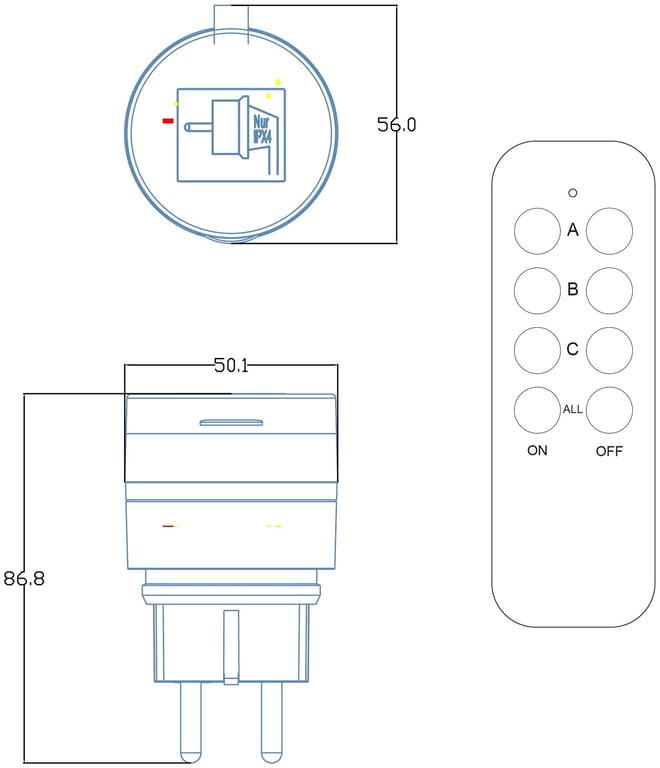 Entac ES-2S-RC-44 adapter wtyczek zasilających Zielony, Czarny