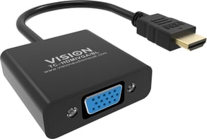 Vision TC-HDMIVGA/BL Cable Adapter, 0.23 m, HDMI Type A (Standard) to VGA (D-Sub), Black