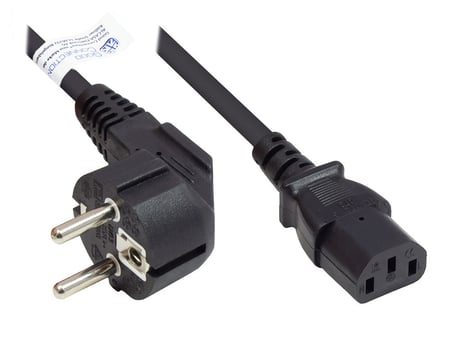 Alcasa P0130-S010 kabel zasilające Czarny 1 m CEE7/7 IEC C13