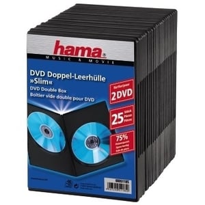 Hama DVD Slim Double-Box 25, svart, 2 skivor, svart