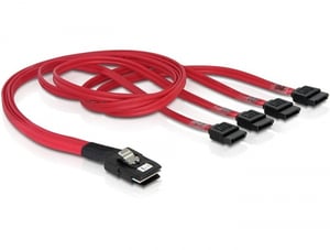 DeLOCK-kabel mini-SAS 36-stifts till 4x SATA-kabel SCSI röd 0,5 m