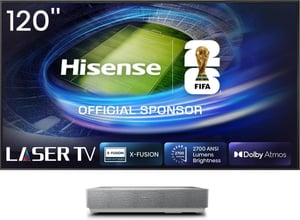 Hisense 120L5ND projektor Projektor ultrakrótkiego rzutu 2700 ANSI lumenów DLP UHD 4K (3840x2160) Czarny, Srebrny Kompatybilność 3D