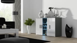 Cama byrå 120 cm SOHO S7 grå/vit högblank