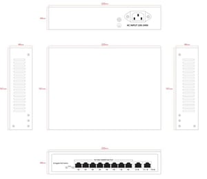 Ernitec ELECTRA-U08-1GB-110W przełącznik sieciowy Nie zarządzany Gigabit Ethernet (10/100/1000) Obsługa PoE