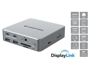 Conceptronic DONN25G Wired USB 3.2 Gen 2 (3.1 Gen 2) Type-C Docking Station, Silver
