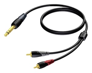 PROCAB CLA719/1.5 kabel audio 1,5 m 6.35mm 2 x RCA Czarny, Szary, Czerwony