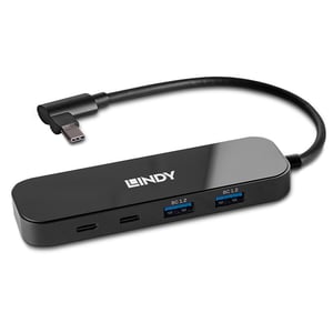 Lindy 43334 USB 3.2 Gen 2 (3.1 Gen 2) Type-C-Hubs und -Konzentratoren, 10000 Mbit/s, schwarz