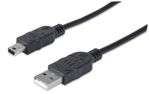 Manhattan 333375 USB 2.0 Cable, 1.8 m, USB A to Mini-USB B, Black