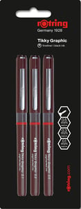 Rotring 1904780 Ballpoint Pen, Black, Fine Tip, 3-Pack