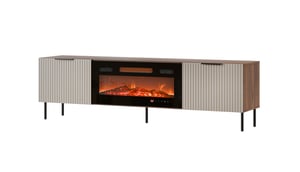 Cama Szafka RTV ALMERA 180,5x42x52,5 orzech/kaszmir + kominek czarny