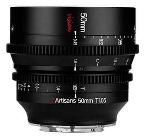 7Artisans 50 mm T1.05 Mirrorless-Objektiv für Kinoaufnahmen, schwarz