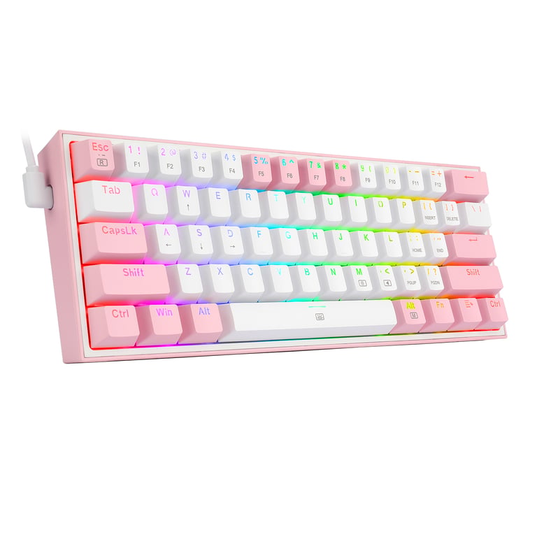 REDRAGON K617-RGB Fizz RGB White/Pink klawiatura USB Różowy, Biały