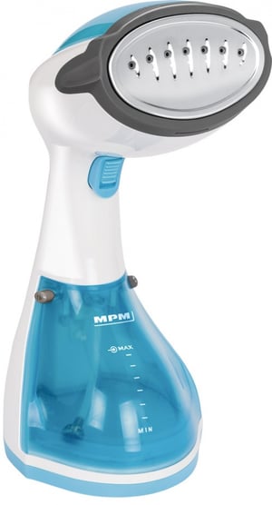 MPM MZP-01 Steam Iron, Stainless Steel Soleplate, 1200 W, Blue, Satin Steel, Transparent, White