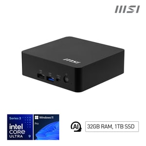 MSI Cubi NUC AI+ 3MG-002EU Copilot+ PC Intel Core Ultra 9 386H 32 GB DDR5-SDRAM 1 TB SSD Windows 11 Pro Mini PC Czarny