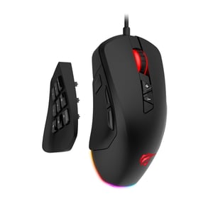 Havit RGB Gaming Mouse - 12000 dpi - 8/14 knapper myszka Po prawej stronie USB Typu-A Optyczny