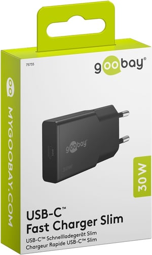 Goobay Slim Uniwersalne Czarny Prąd przemienny Szybkie ładowanie Wewnętrzna