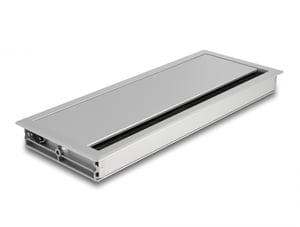 DeLOCK Kabeldurchführung mit Bürste für den Einbau in einen Tisch, 300 x 120 x 28 mm, silber