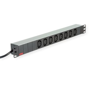 ROLINE 19.07.1628 Verteiler 2 m, 8 x Netzsteckdose, für den Innenbereich, Aluminium