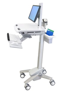 Ergotron StyleView EMR-Wagen mit LCD-Schwenkarm, weiß, flaches Panel, Multimedia-Karte