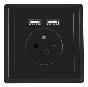 Lanberg AC-WS01-USB2-E-B gniazdko elektryczne 2 x USB A + Type E Czarny