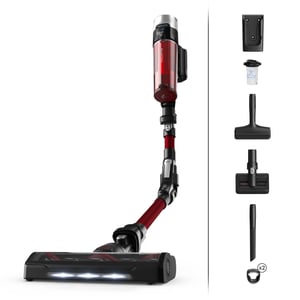 Rowenta RH2079 2-i-1-dammsugare med stativ, batteri, torrdammsugning, utan påse, 0,4 l, 250 W, svart, röd