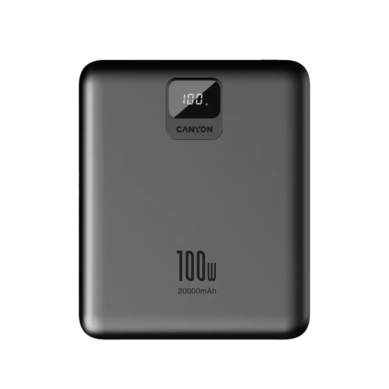 фото Зовнішній акумулятор (павербанк) Canyon PB-2008 20000mAh 100W Dark Grey (CNE-CPB2008DG)