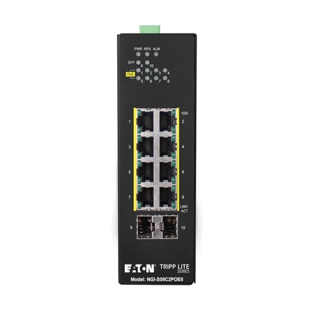 Tripp Lite NGI-S08C2POE8 przełącznik sieciowy Zarządzany Gigabit Ethernet (10/100/1000) Obsługa PoE Czarny