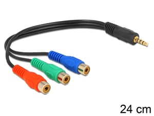 DeLOCK 62499 kabel audio 0,24 m 3.5mm 3 x RCA Czarny