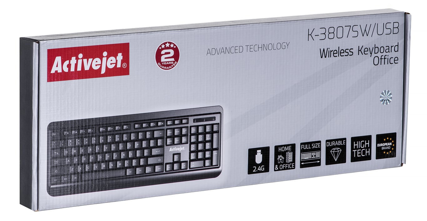 Activejet Klawiatura bezprzewodowa K-3807SW, zasilanie baterią 1x 1,5V AAA