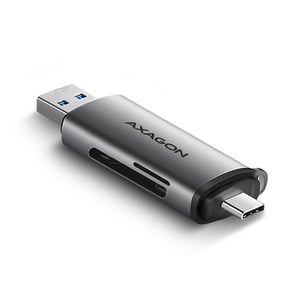 Axagon CRE-SAC USB 3.0-Kartenlesegerät Typ A/Typ C, grau
